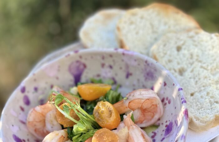 Śniadanie dnia ~ Krewetki na winie
